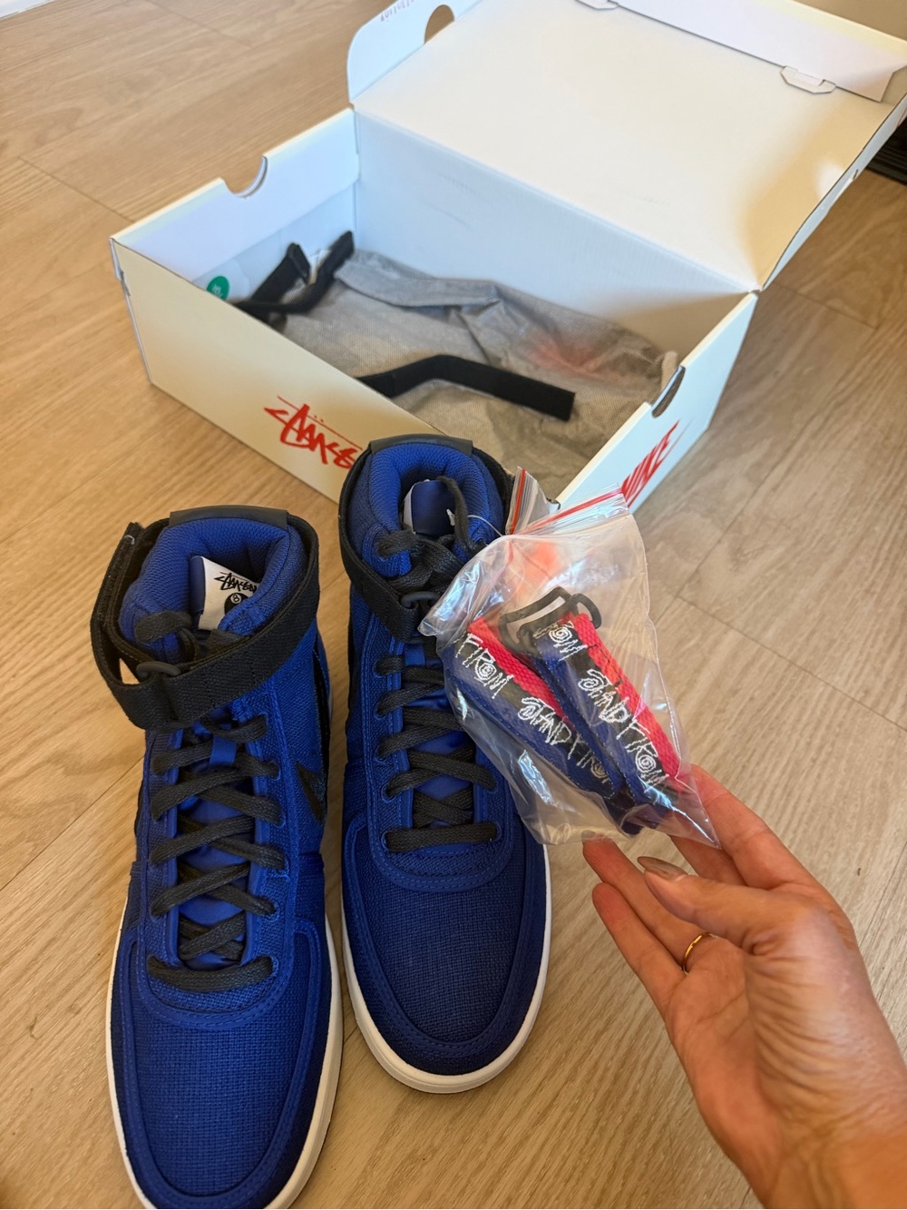 Stussy x Nike Vandal high SP Deep Royal Blue OG box and extras